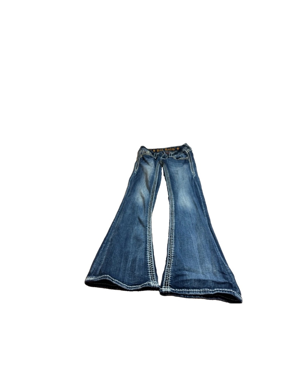 Rock Revival Women’s/Girls Rhinestone Blue Mid Rise Bootcut Jeans! Size 24 28x32